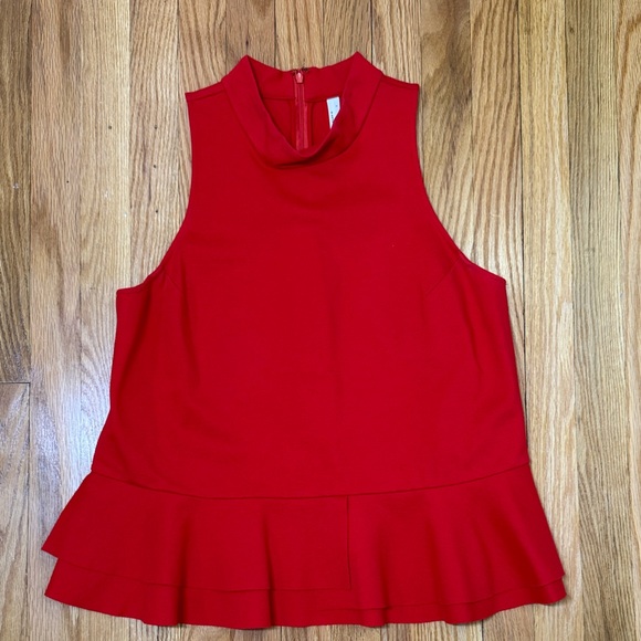 Anthropologie Tops - Anthropologie Red Sleeveless Peplum Tank